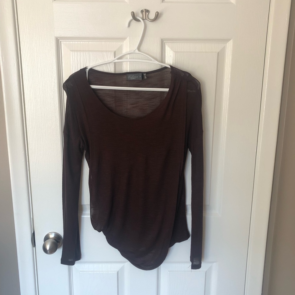 2/15$🌟 Costa Blanca Brown Flowy Front Long-sleeve Shirt
